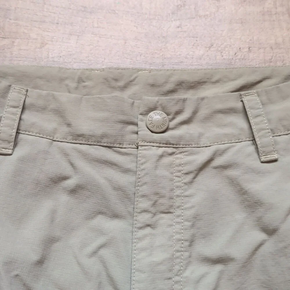 The North Face Mens 35 Regular Chino Shorts Green Fast Dry Hiking Outdoor EUC